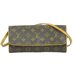 Louis Vuitton LV Pochette Twin Monogram Pouch Shoulder Bag Canvas Leather Brown